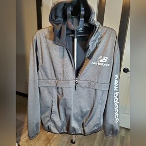 New Balance Men's 1/4 Zip Soft Shell Hooded Gray Jacket Pullover Size Large